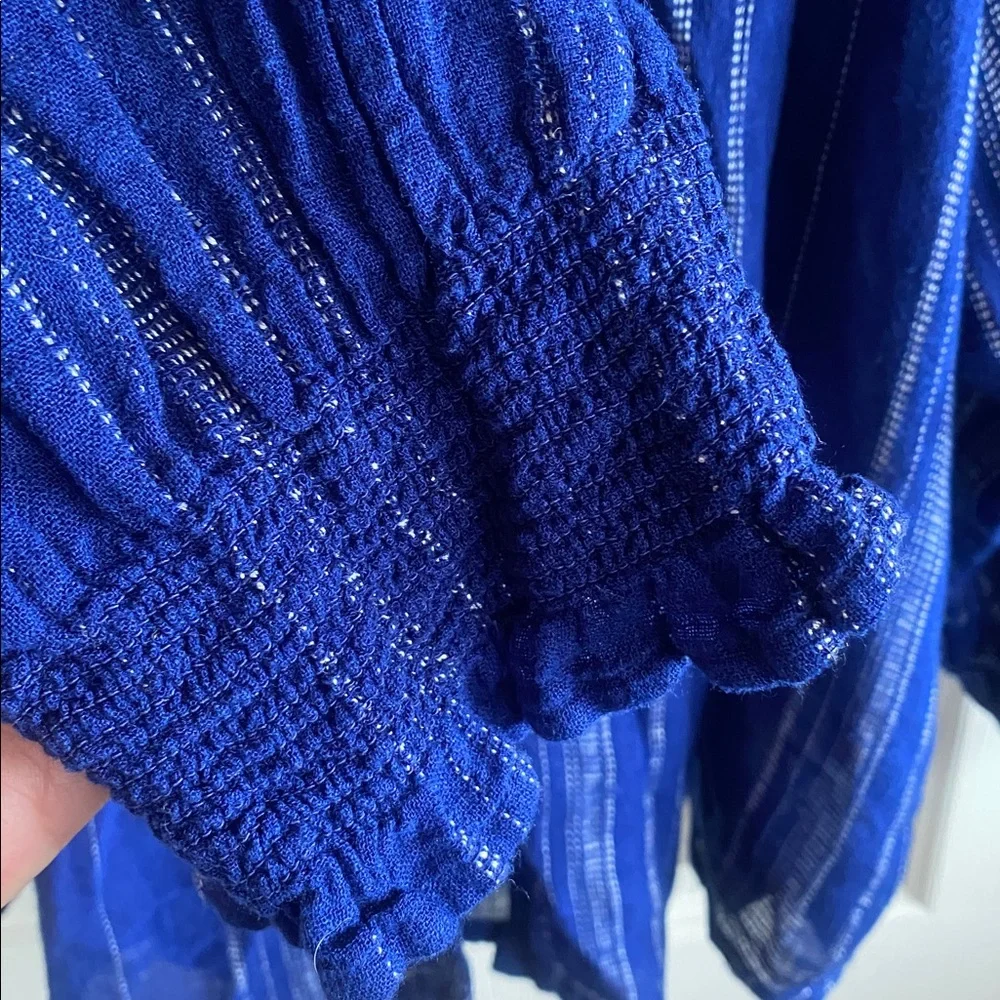 Rails NWT Mariah Relaxed Fit Blue/White Striped Linen Blend Button-Up Blouse - Picture 7 of 14